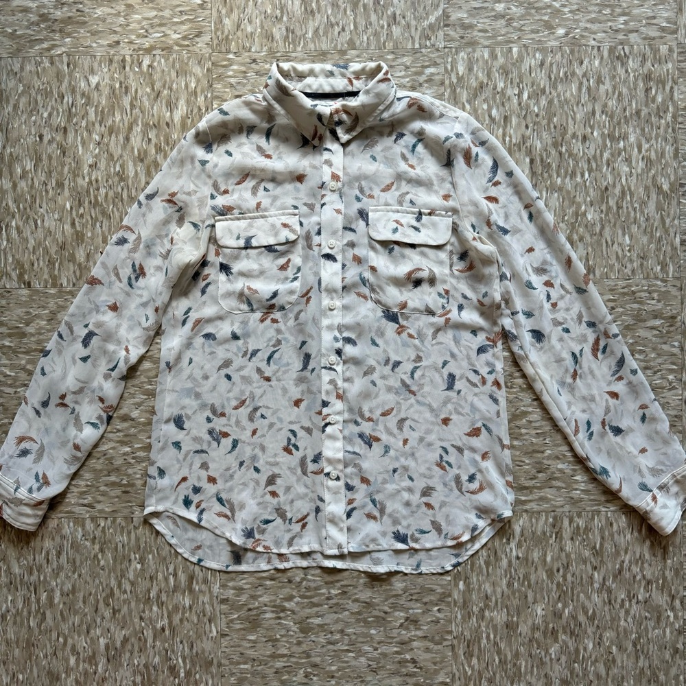 Old Navy Studio Spotlight Sheer Leaf Print Blouse Size XS